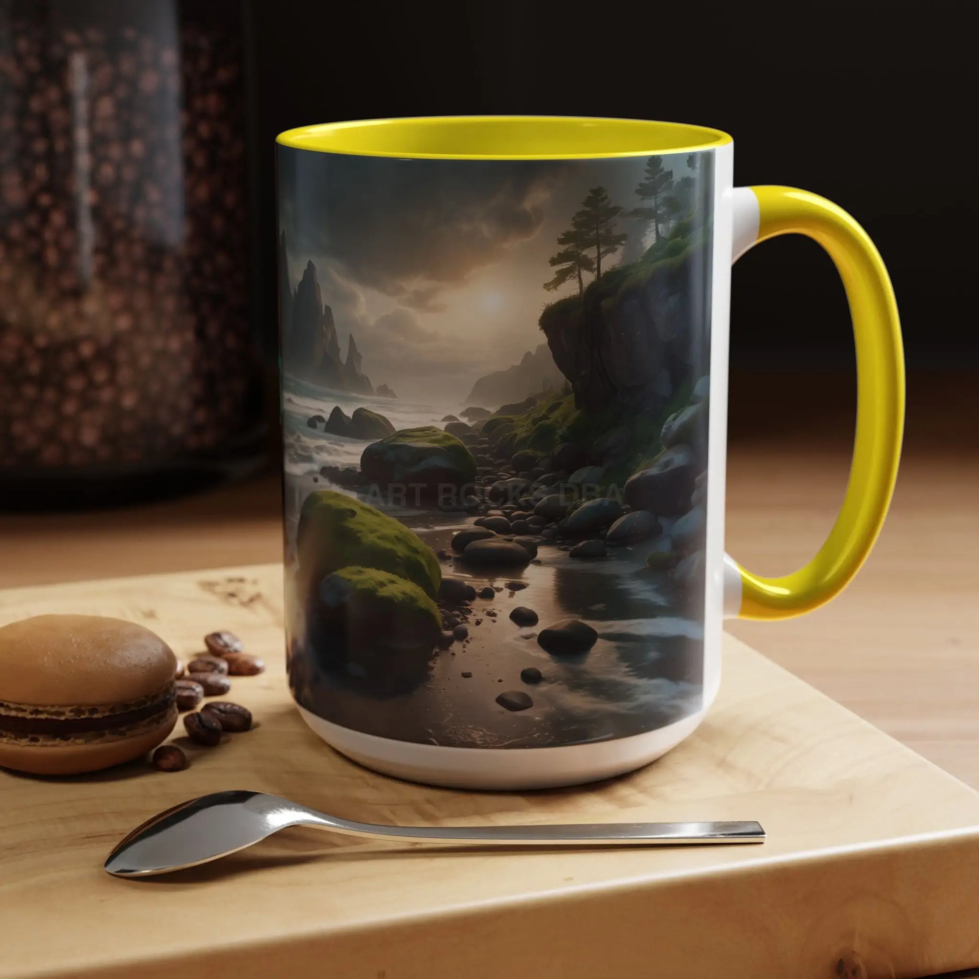 Coastal Coffee Mug — Ocean Rocks Landscape Accent Mug (11/15 oz) - Mug