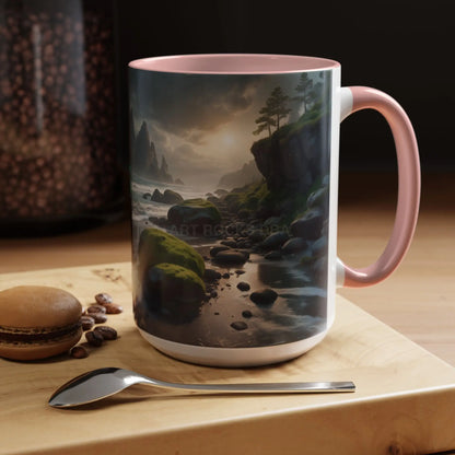 Coastal Coffee Mug — Ocean Rocks Landscape Accent Mug (11/15 oz) - Mug