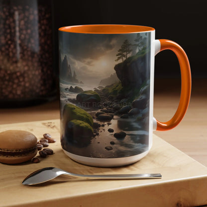 Coastal Coffee Mug — Ocean Rocks Landscape Accent Mug (11/15 oz) - Mug