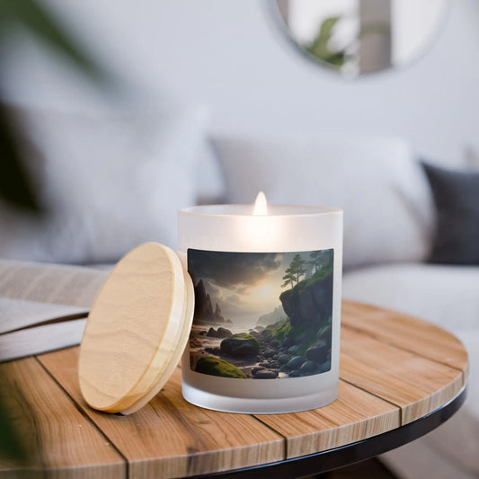 Coastal Dawn Scented Candle — Frosted Glass 11 oz - Vanilla / 11oz - Home Decor