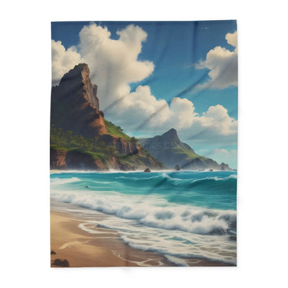 Coastal Dreamscape Fleece Blanket - Beach Landscape Throw for Relaxation and Home Décor - 60’’ × 80’’ - Home Decor