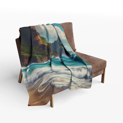 Coastal Dreamscape Fleece Blanket - Beach Landscape Throw for Relaxation and Home Décor - Home Decor