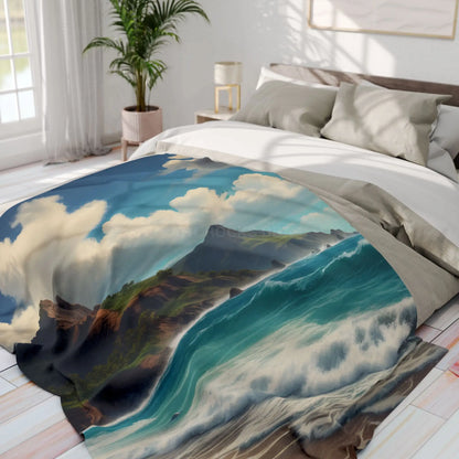 Coastal Dreamscape Fleece Blanket - Beach Landscape Throw for Relaxation and Home Décor - Home Decor