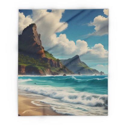Coastal Dreamscape Fleece Blanket - Beach Landscape Throw for Relaxation and Home Décor - 50’’ × 60’’ - Home Decor