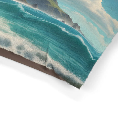 Coastal Escape Pet Bed — Ocean Beach Scenic Dog & Cat Pillow - Pets