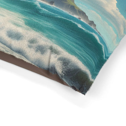 Coastal Escape Pet Bed — Ocean Beach Scenic Dog & Cat Pillow - Pets