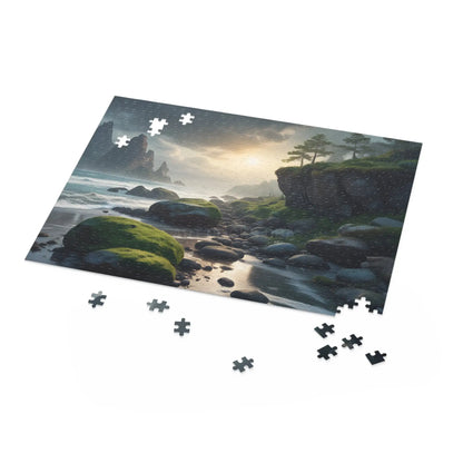 Coastal Mossy Rock Beach Jigsaw Puzzle — (120/252/500 pieces) - Puzzle