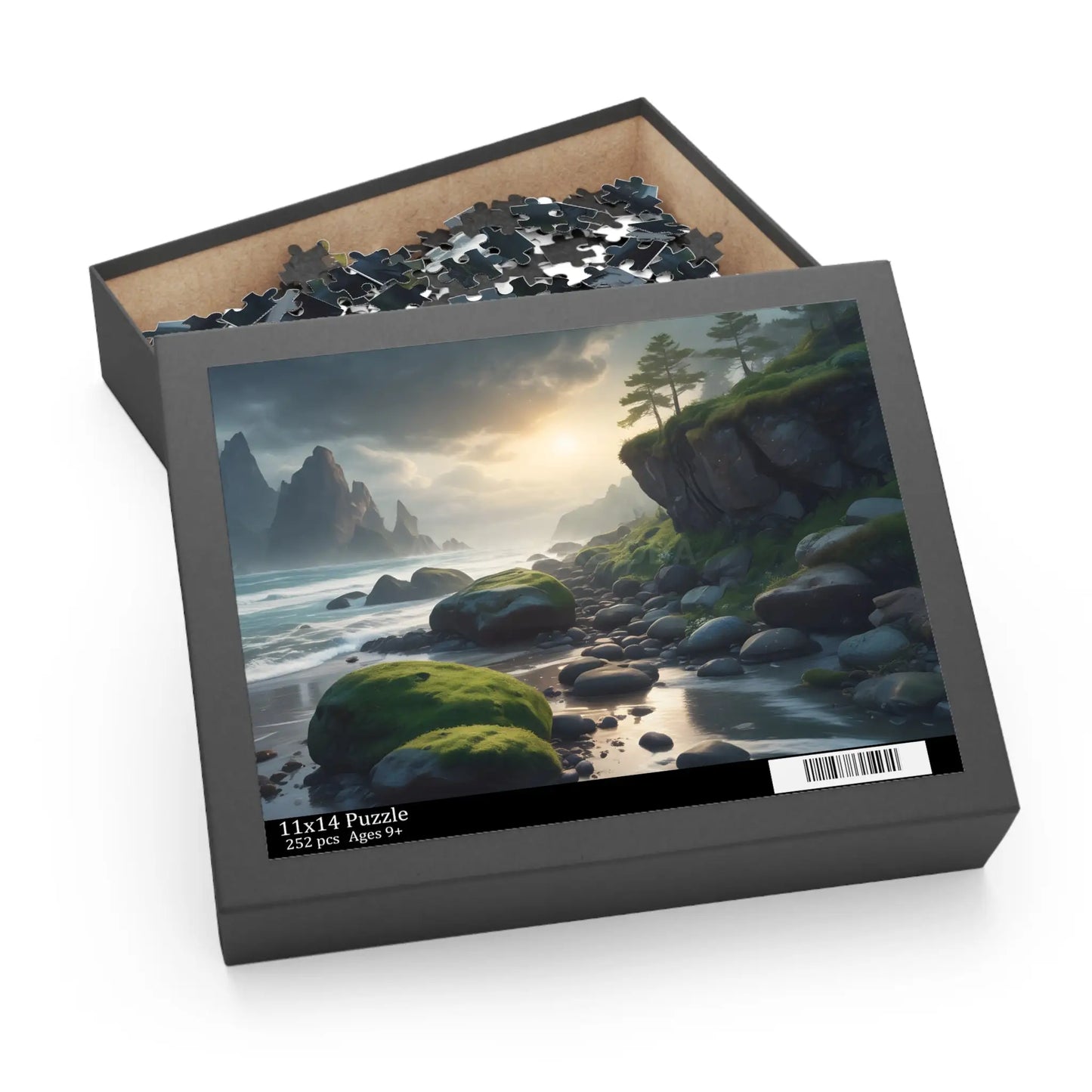 Coastal Mossy Rock Beach Jigsaw Puzzle — (120/252/500 pieces) - Puzzle