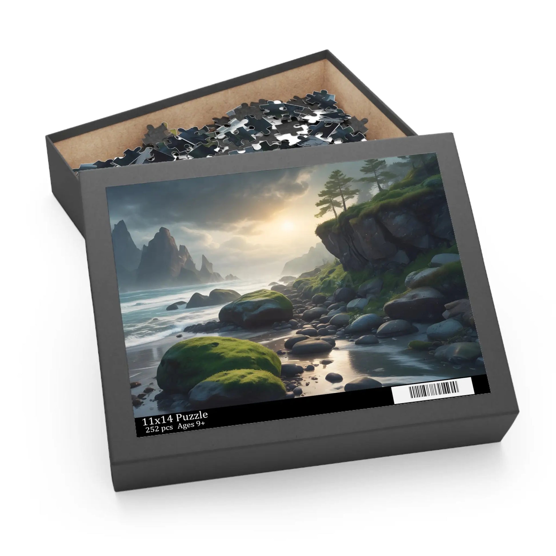 Coastal Mossy Rock Beach Jigsaw Puzzle — (120/252/500 pieces) - Puzzle