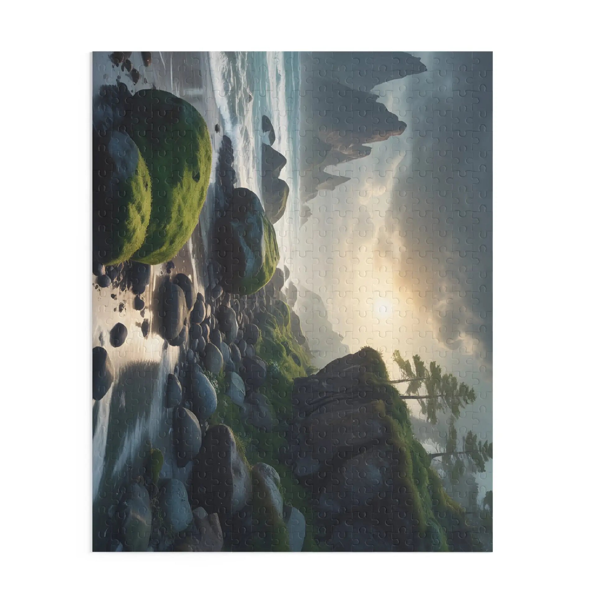Coastal Mossy Rock Beach Jigsaw Puzzle — (120/252/500 pieces) - Puzzle
