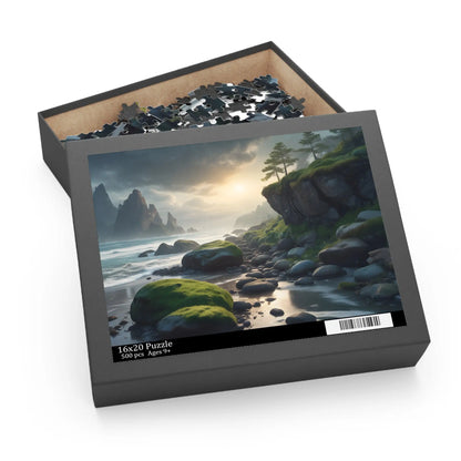 Coastal Mossy Rock Beach Jigsaw Puzzle — (120/252/500 pieces) - Puzzle