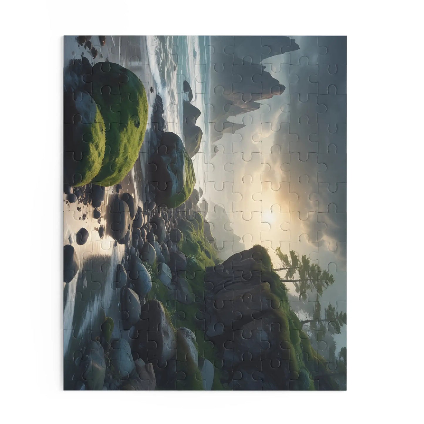 Coastal Mossy Rock Beach Jigsaw Puzzle — (120/252/500 pieces) - Puzzle