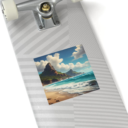 Coastal Paradise Square Stickers Ocean Decor Beach Vibe Travel Souvenir Nature Lover Gift Outdoor Adventures - Paper