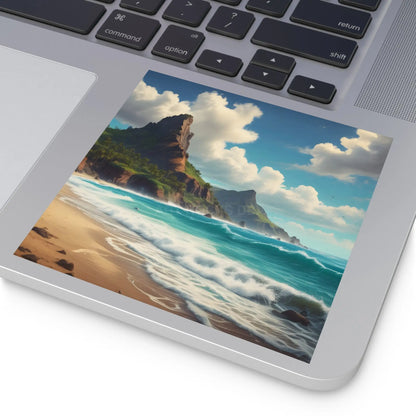 Coastal Paradise Square Stickers Ocean Decor Beach Vibe Travel Souvenir Nature Lover Gift Outdoor Adventures - Paper