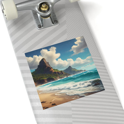 Coastal Paradise Square Stickers Ocean Decor Beach Vibe Travel Souvenir Nature Lover Gift Outdoor Adventures - Paper