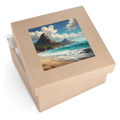 Coastal Paradise Square Stickers Ocean Decor Beach Vibe Travel Souvenir Nature Lover Gift Outdoor Adventures - Paper