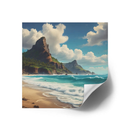Coastal Paradise Square Stickers Ocean Decor Beach Vibe Travel Souvenir Nature Lover Gift Outdoor Adventures - Paper