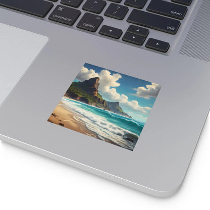 Coastal Paradise Square Stickers Ocean Decor Beach Vibe Travel Souvenir Nature Lover Gift Outdoor Adventures - Paper
