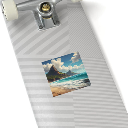 Coastal Paradise Square Stickers Ocean Decor Beach Vibe Travel Souvenir Nature Lover Gift Outdoor Adventures - Paper