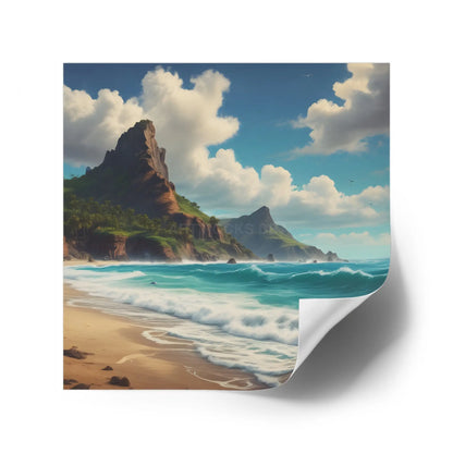 Coastal Paradise Square Stickers Ocean Decor Beach Vibe Travel Souvenir Nature Lover Gift Outdoor Adventures - Paper