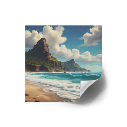 Coastal Paradise Square Stickers Ocean Decor Beach Vibe Travel Souvenir Nature Lover Gift Outdoor Adventures - Paper