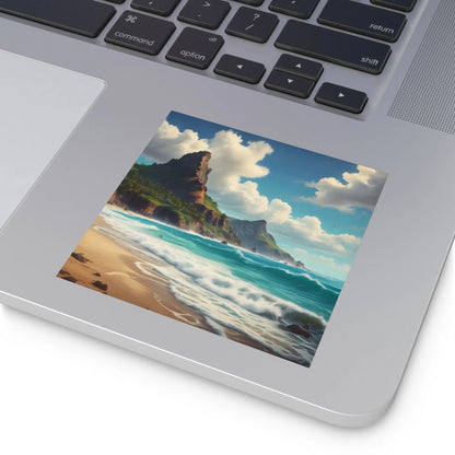 Coastal Paradise Square Stickers Ocean Decor Beach Vibe Travel Souvenir Nature Lover Gift Outdoor Adventures - Paper