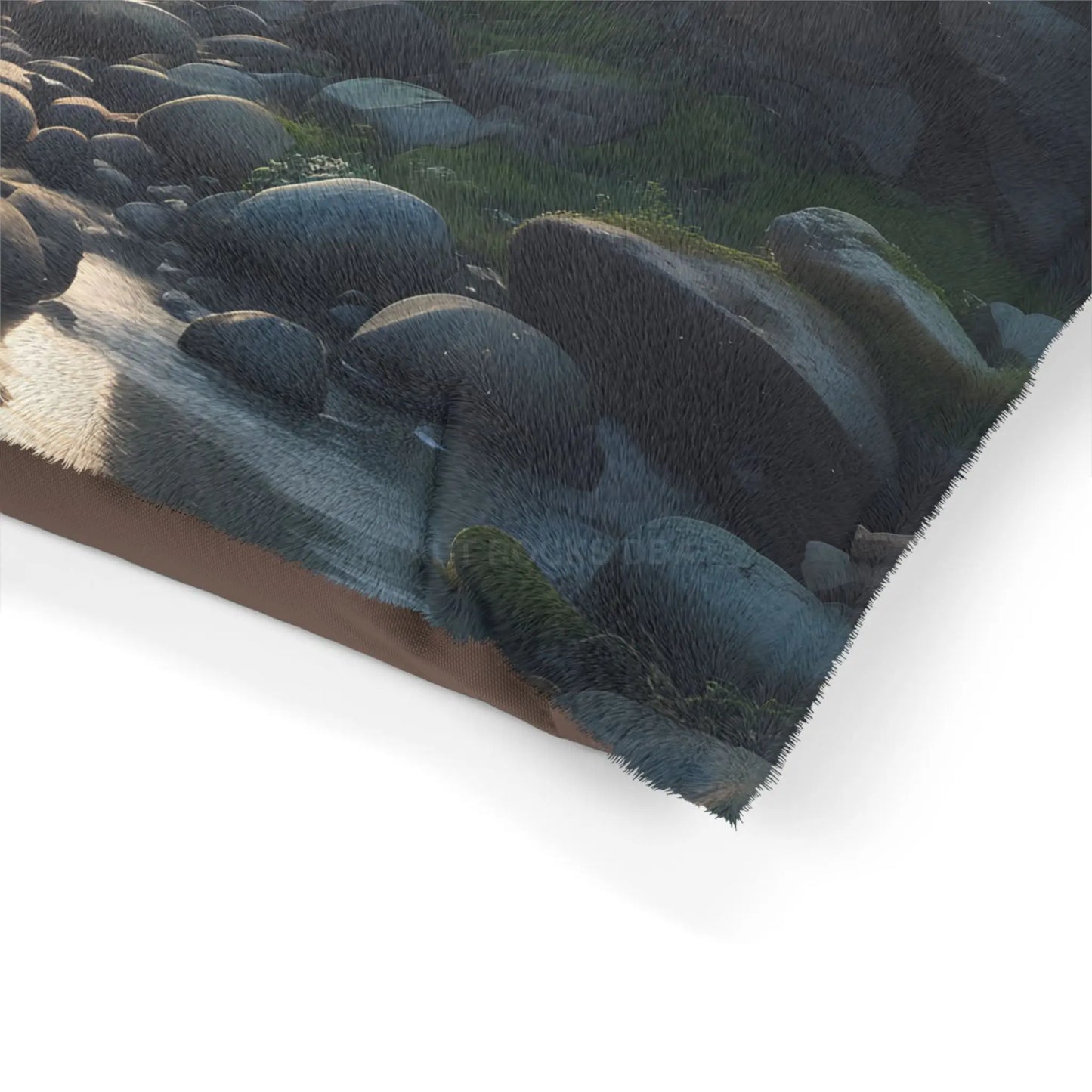 Coastal Retreat Pet Bed — Scenic Rocky Shore Print for Dogs & Cats - Pets