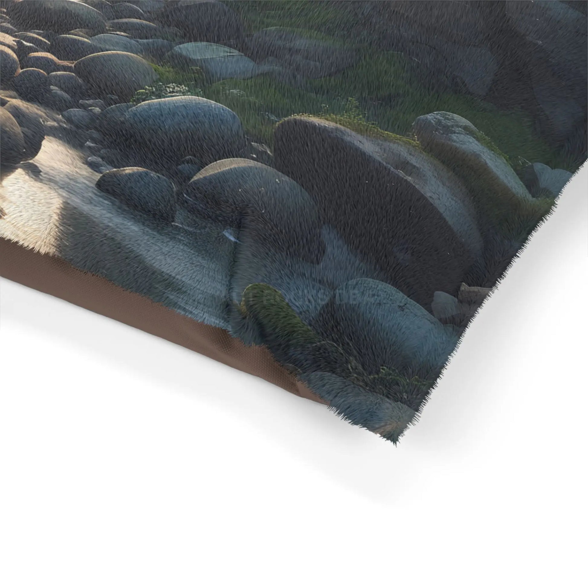 Coastal Retreat Pet Bed — Scenic Rocky Shore Print for Dogs & Cats - Pets