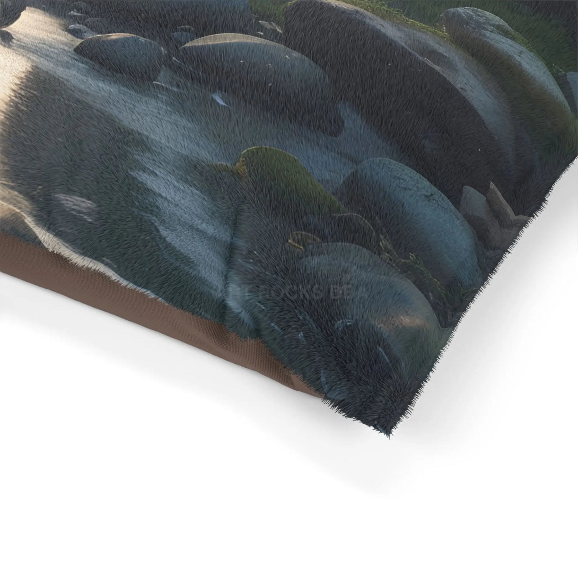 Coastal Retreat Pet Bed — Scenic Rocky Shore Print for Dogs & Cats - Pets