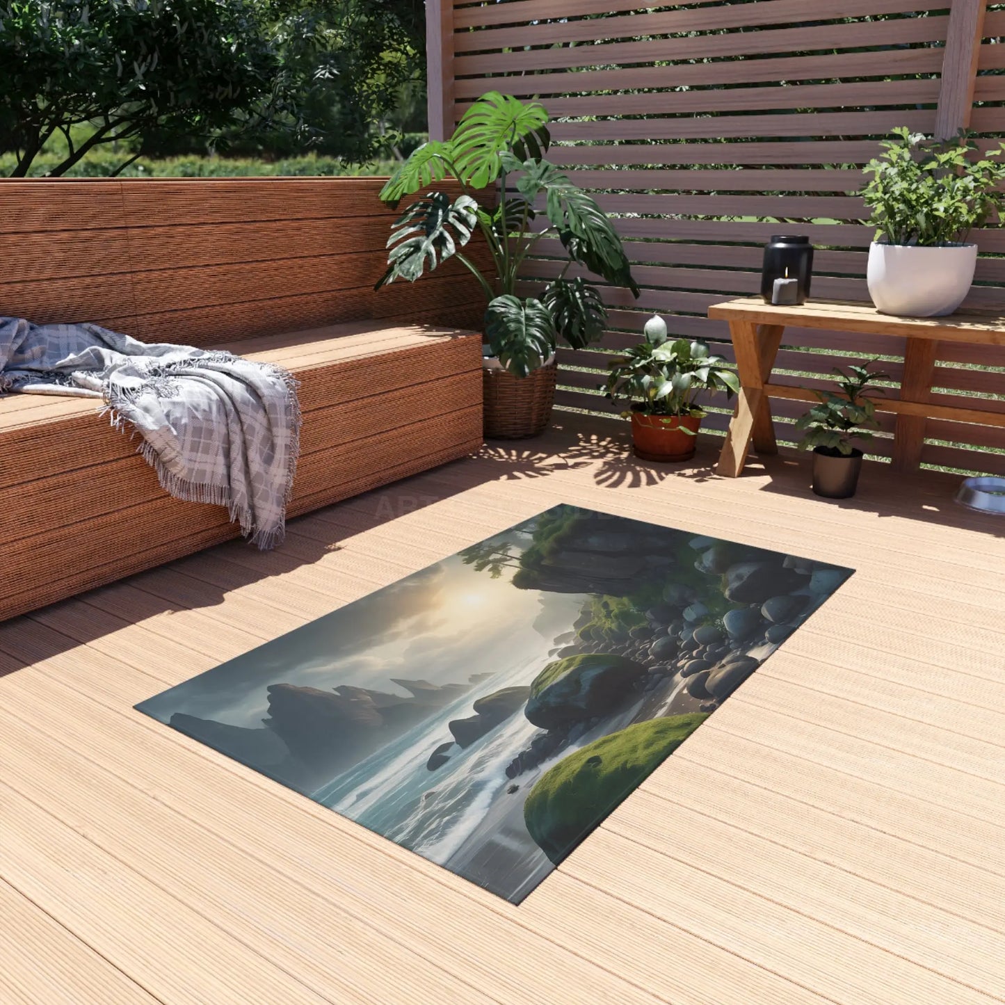 Coastal Serenity Outdoor Rug Outdoor Decor Beach House Accessory Patio Mat Garden Area Rug Nature-Inspired Flooring