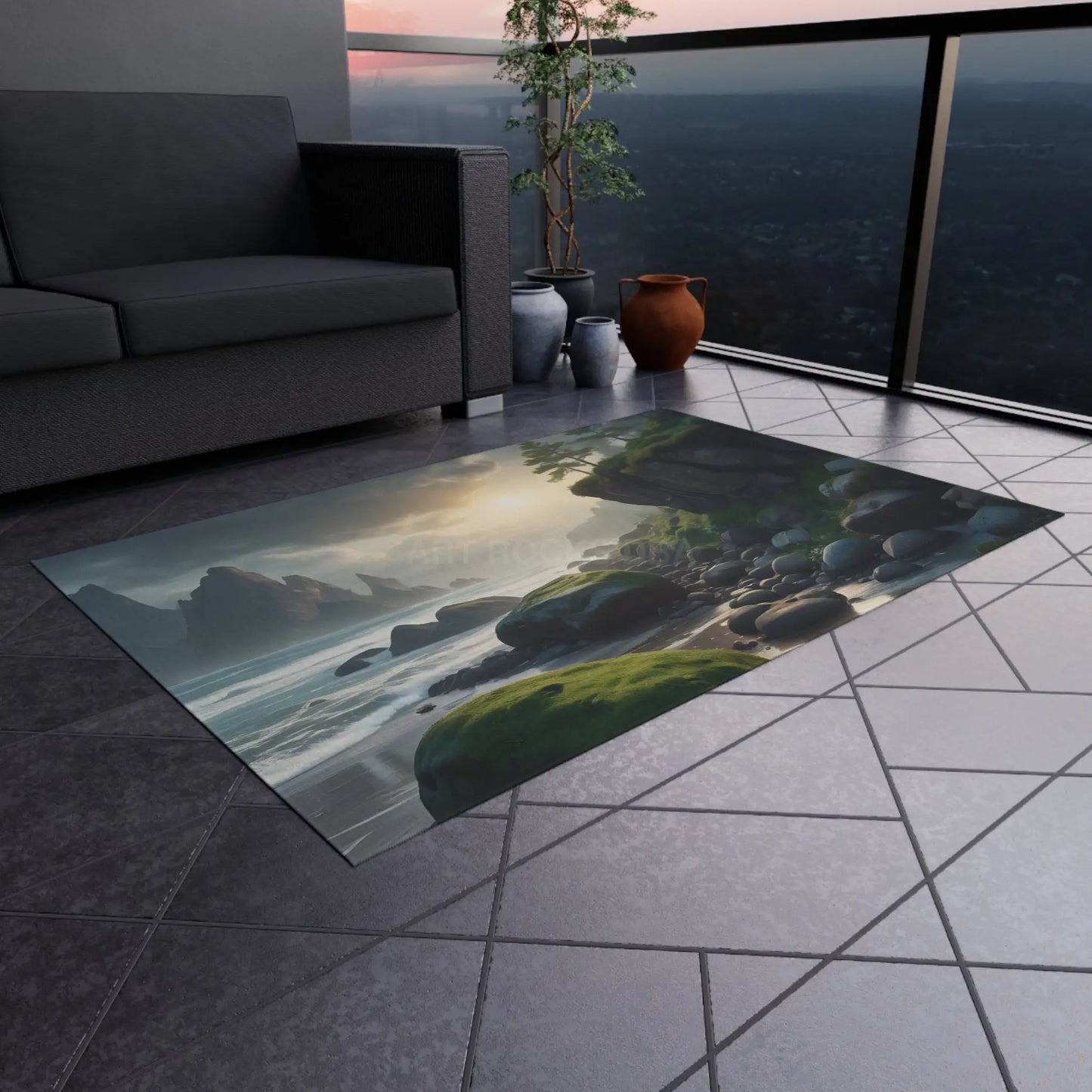 Coastal Serenity Outdoor Rug Outdoor Decor Beach House Accessory Patio Mat Garden Area Rug Nature-Inspired Flooring