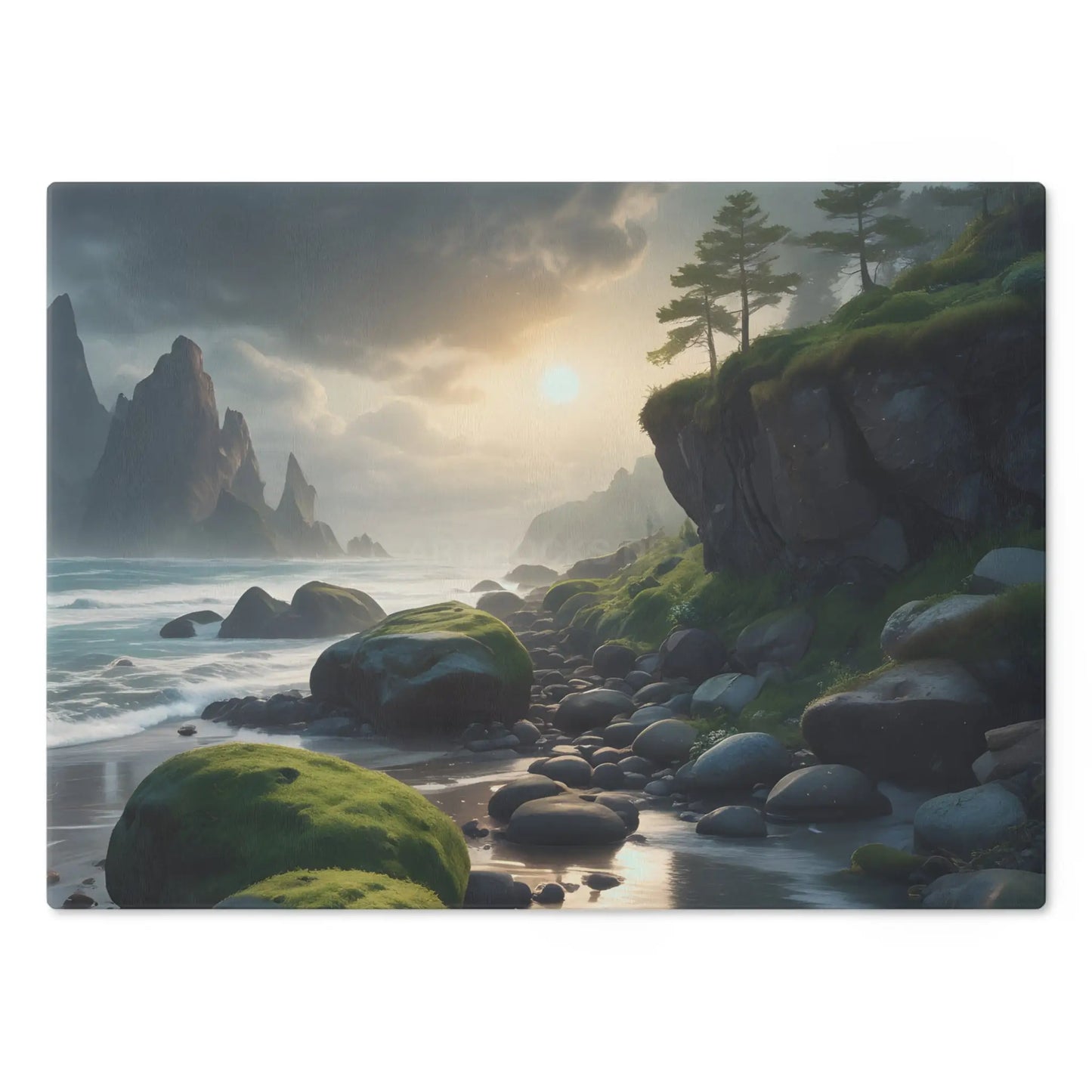 Coastal Sunrise Cutting Board — Scenic Seaside Beach Landscape - Home Decor