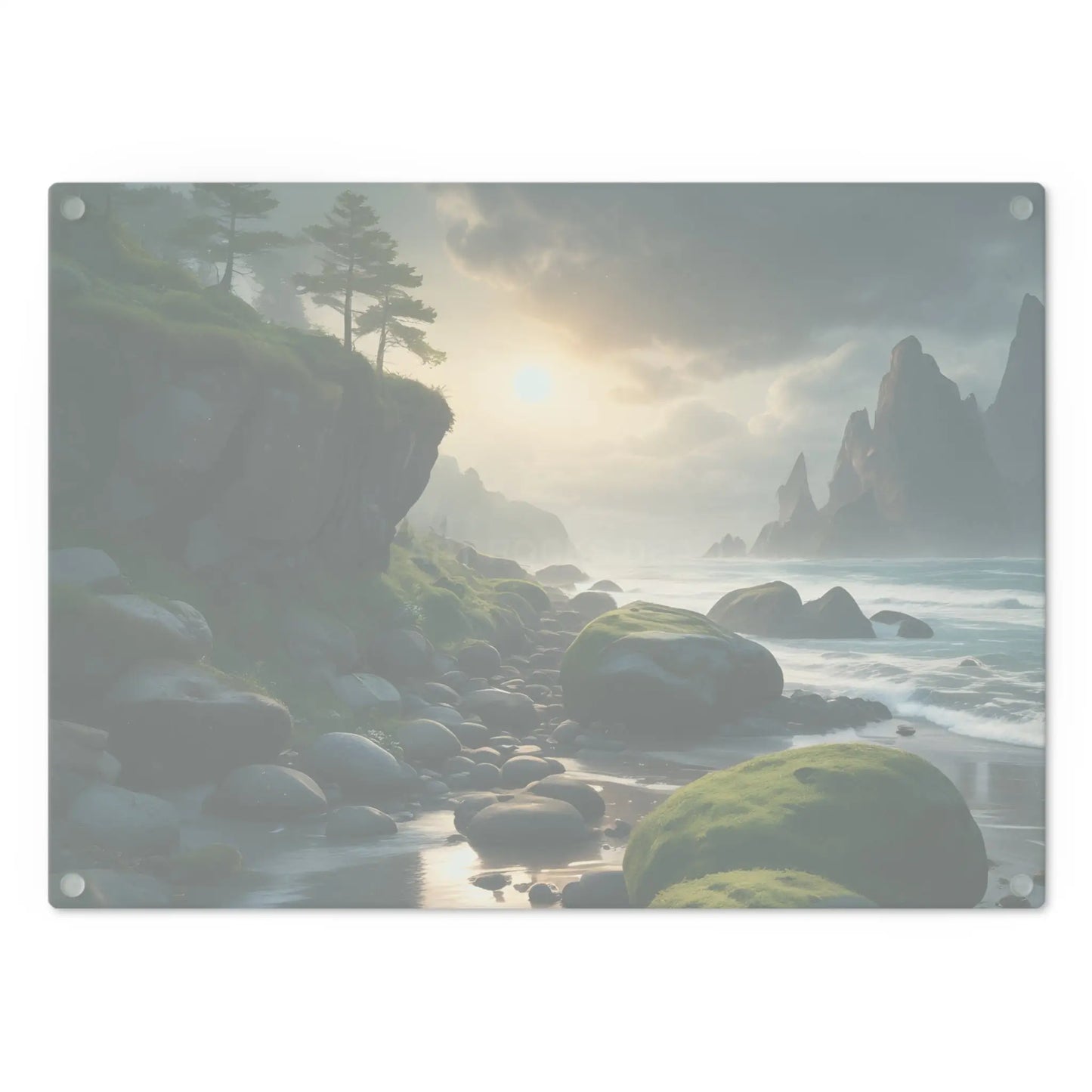 Coastal Sunrise Cutting Board — Scenic Seaside Beach Landscape - Home Decor