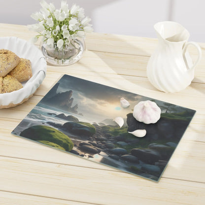Coastal Sunrise Cutting Board — Scenic Seaside Beach Landscape - Home Decor