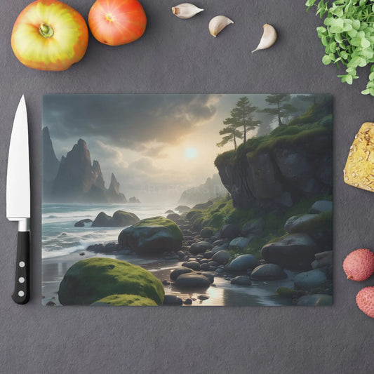 Coastal Sunrise Cutting Board — Scenic Seaside Beach Landscape - Large - Home Decor