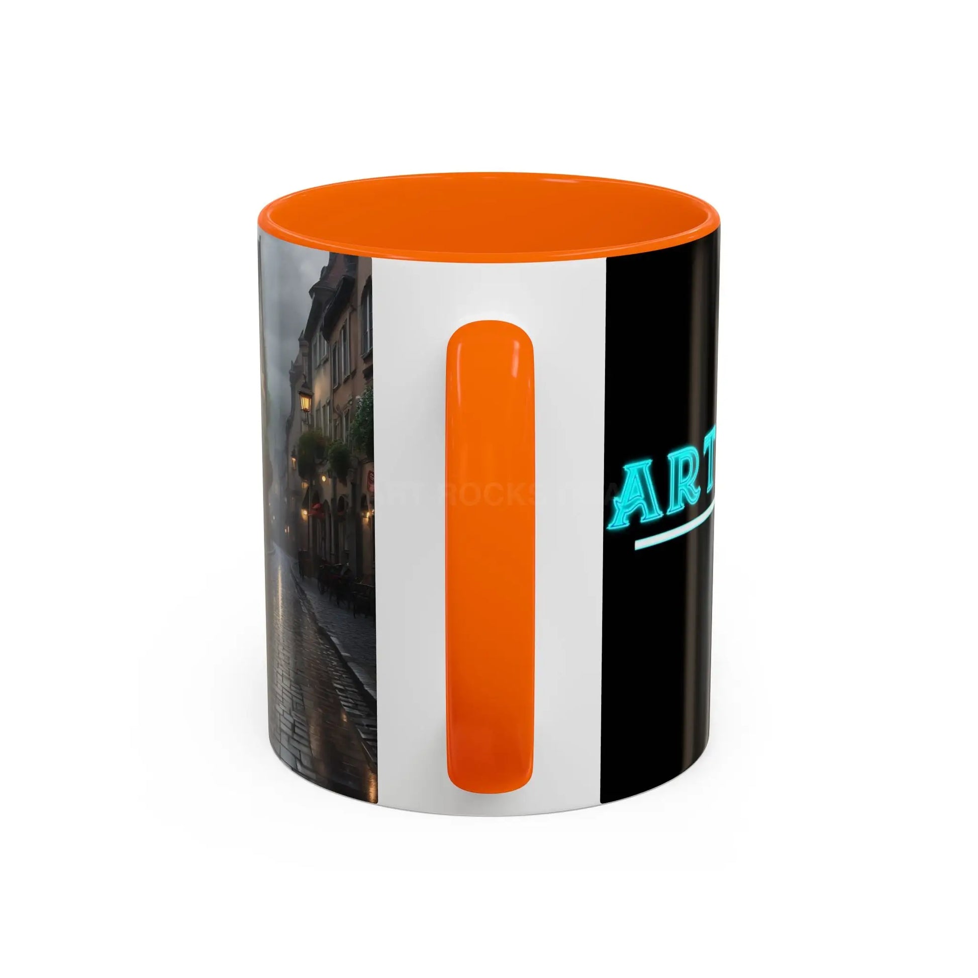 Cobblestone Rainy Street Accent Coffee Mug (11/15oz) — Cozy Evening Cityscape - Mug