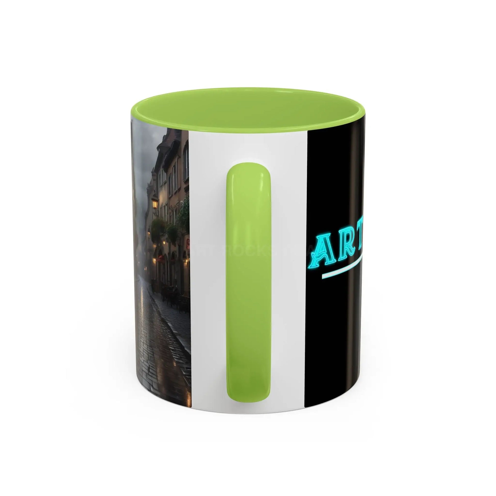 Cobblestone Rainy Street Accent Coffee Mug (11/15oz) — Cozy Evening Cityscape - Mug