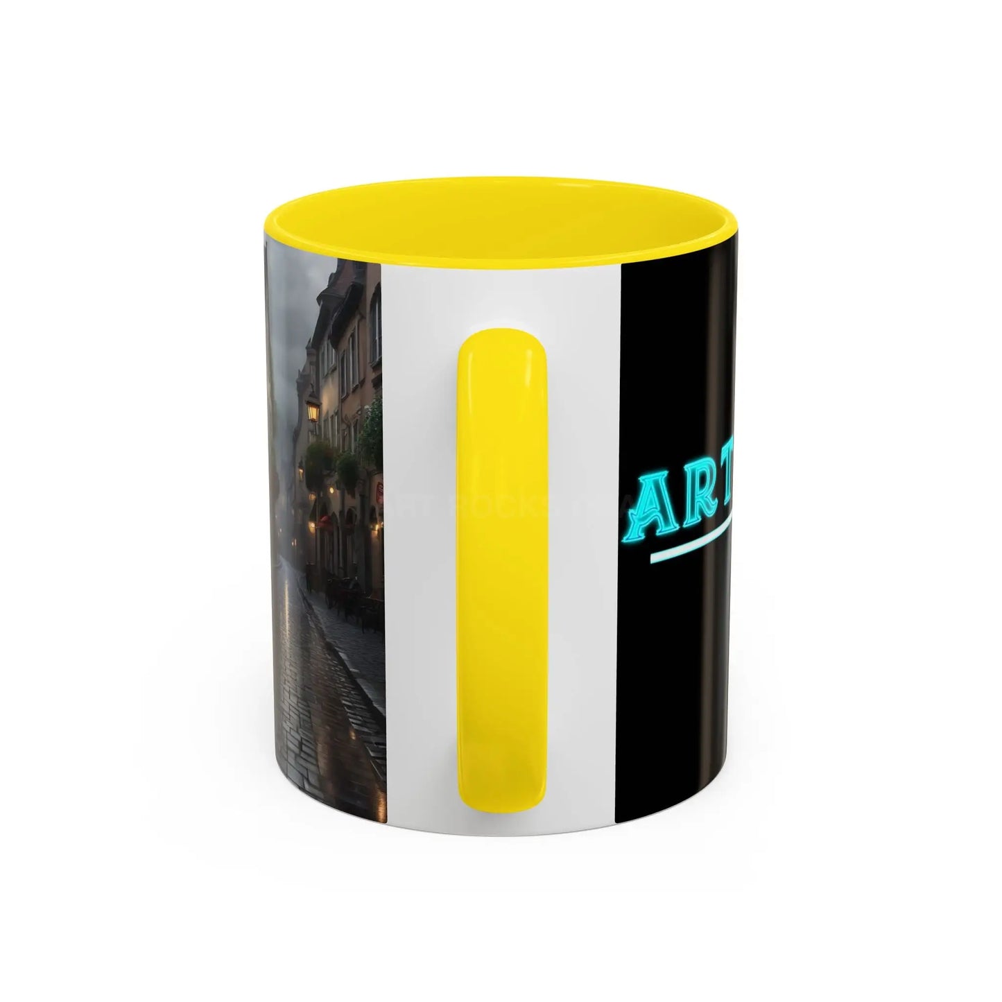 Cobblestone Rainy Street Accent Coffee Mug (11/15oz) — Cozy Evening Cityscape - Mug