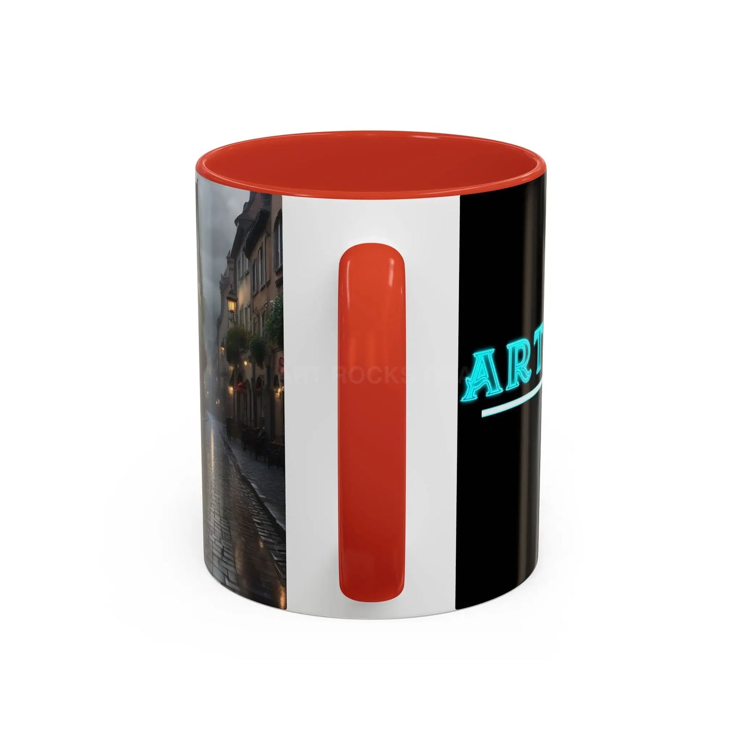 Cobblestone Rainy Street Accent Coffee Mug (11/15oz) — Cozy Evening Cityscape - Mug