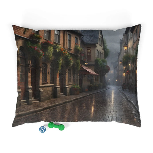 Cobblestone Street Pet Bed — Vintage European Village Decorative Dog & Cat Pillow - 50’’ × 40’’ - Pets
