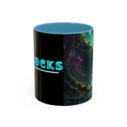 Coffee Mug — Fantasy Waterfall Landscape Accent Mug (11/15oz) - 11oz / Light Blue - Mug