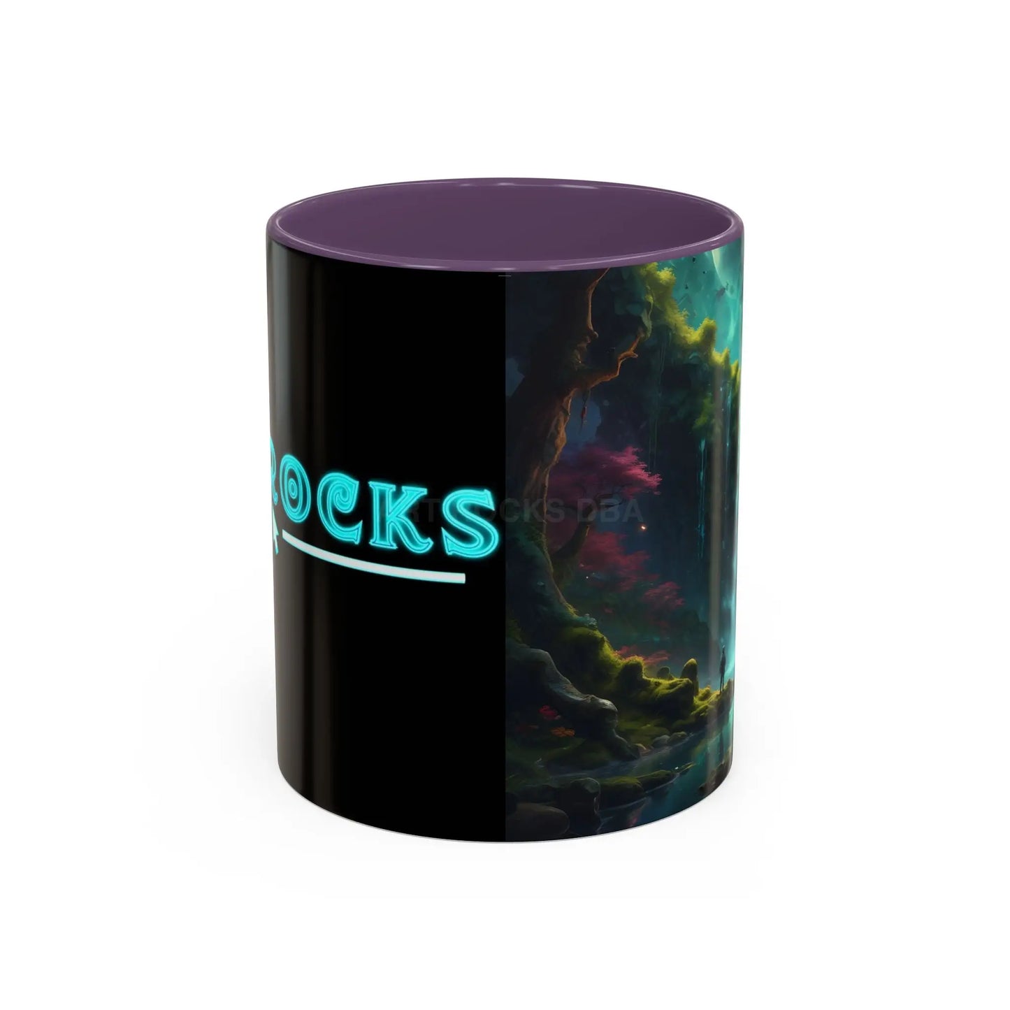 Coffee Mug — Fantasy Waterfall Landscape Accent Mug (11/15oz) - 11oz / Purple - Mug