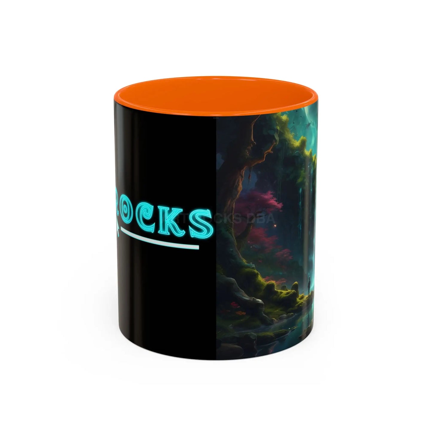 Coffee Mug — Fantasy Waterfall Landscape Accent Mug (11/15oz) - 11oz / Orange - Mug