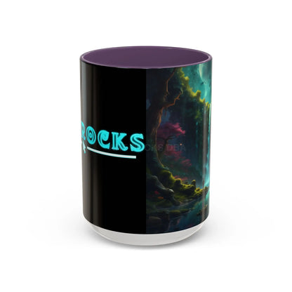 Coffee Mug — Fantasy Waterfall Landscape Accent Mug (11/15oz) - 15oz / Purple - Mug