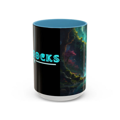 Coffee Mug — Fantasy Waterfall Landscape Accent Mug (11/15oz) - 15oz / Light Blue - Mug