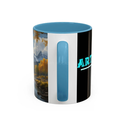 Coffee Mug — Mountain River with Aspen Trees Accent (11/15 oz) - Mug