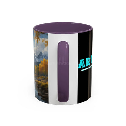 Coffee Mug — Mountain River with Aspen Trees Accent (11/15 oz) - Mug