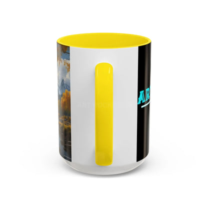 Coffee Mug — Mountain River with Aspen Trees Accent (11/15 oz) - Mug