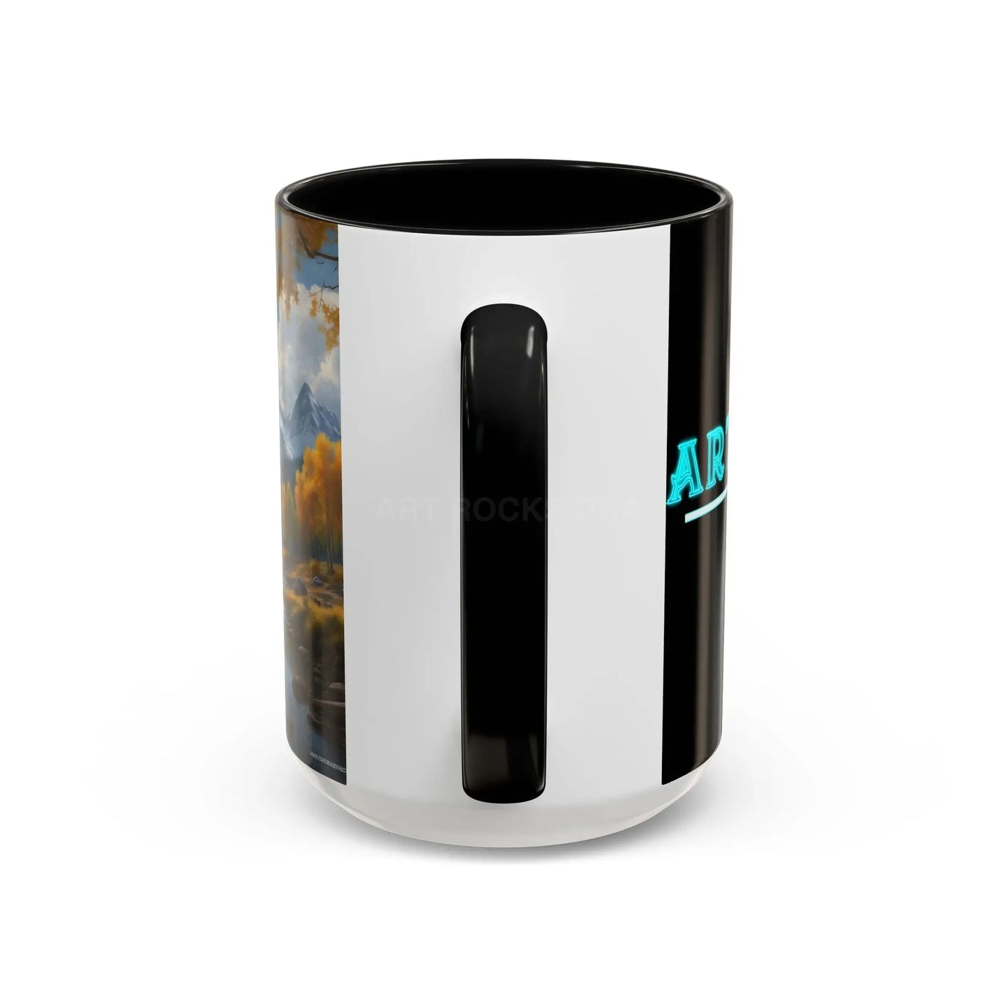 Coffee Mug — Mountain River with Aspen Trees Accent (11/15 oz) - Mug
