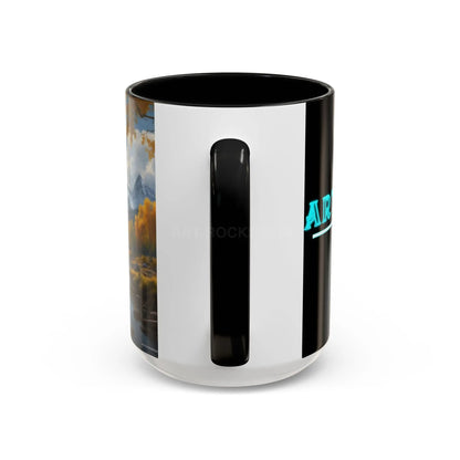 Coffee Mug — Mountain River with Aspen Trees Accent (11/15 oz) - Mug